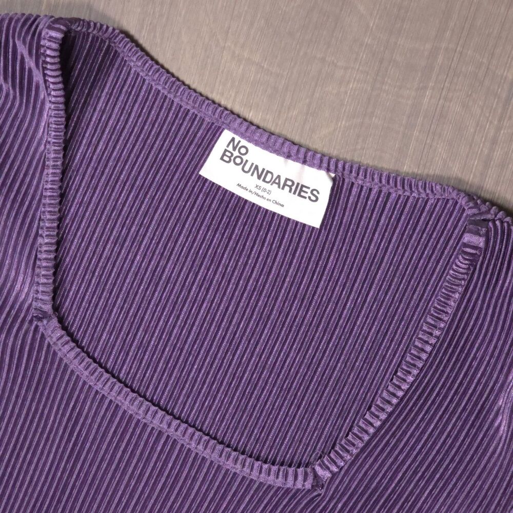 No Boundaries Purple Plisse Velvet Ribbed 2-Piece Pant Set Top Wide Leg XS - Picture 4 of 9